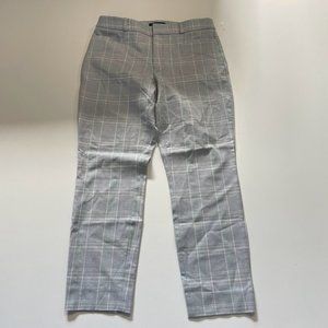 Banana Republic Pant Trouser Solan Curvy Plaid Windowpane Mid Rise Green Grey 8